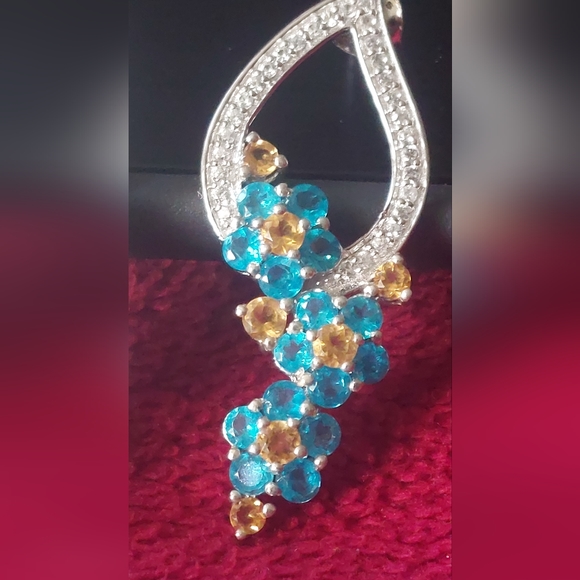 STS Apatite and citrine with zircon accent sterling earrings - Picture 4 of 10